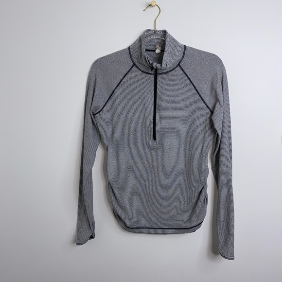 Lucy Black / White Stripes Half Zip Top Athletic Work Out Rushing Sz M Gym - Picture 1 of 11